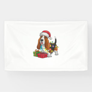 Banderoles Noël Éclairage Santa Hat Basset Hound Chien Noël