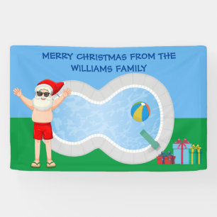 Banderoles Noël ensoleillé Santa Claus mignonne Custom Pool P
