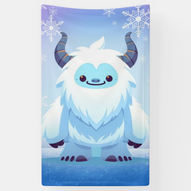 Banderoles Noël mignon/yeti d'hiver (Vertical)
