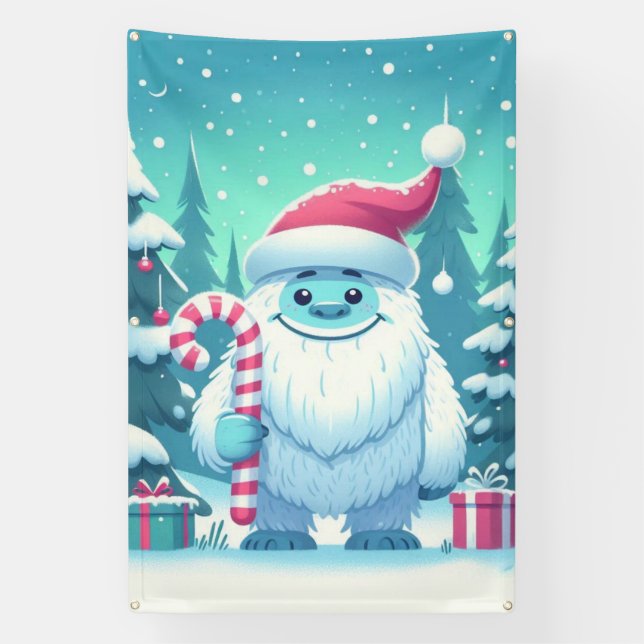 Banderoles Noël mignon/yeti d'hiver (Verticale)