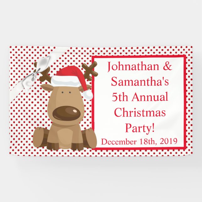 Banderoles Noel XMAS de rennes personnalisé de 3'x5' (Horizontal)