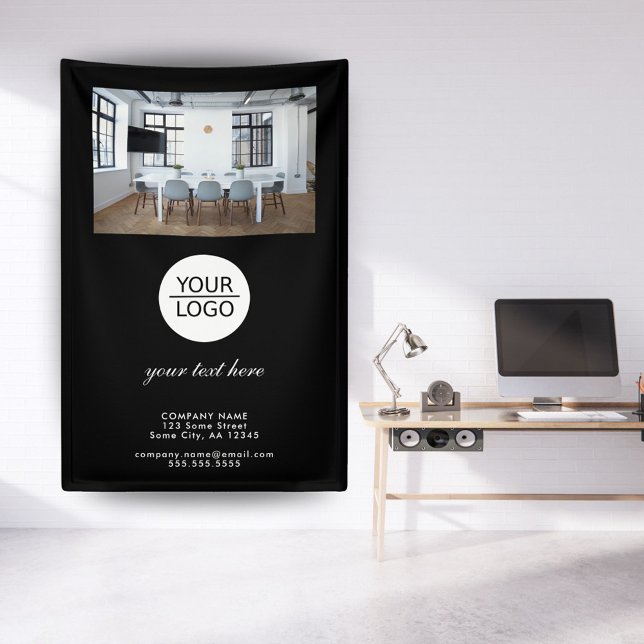 Banderoles Noir Ajouter votre logo Promotion du texte personn (Créateur téléchargé)