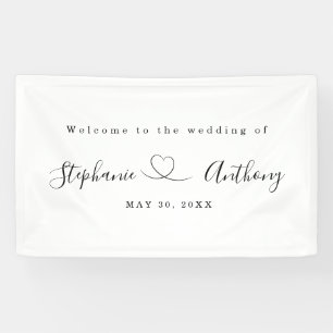 Banderoles Noir et blanc minimaliste avec un Mariage de coeur