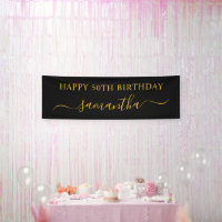 Noir et Or 50e anniversaire Elegant Swash Nom