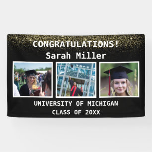 Banderoles Noir & Or 3 Classe de Graduation Photo de 2024