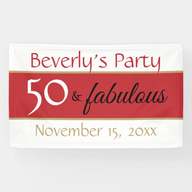 Banderoles Noir rouge 50 et typographie fabuleuse 50e anniver (Horizontal)