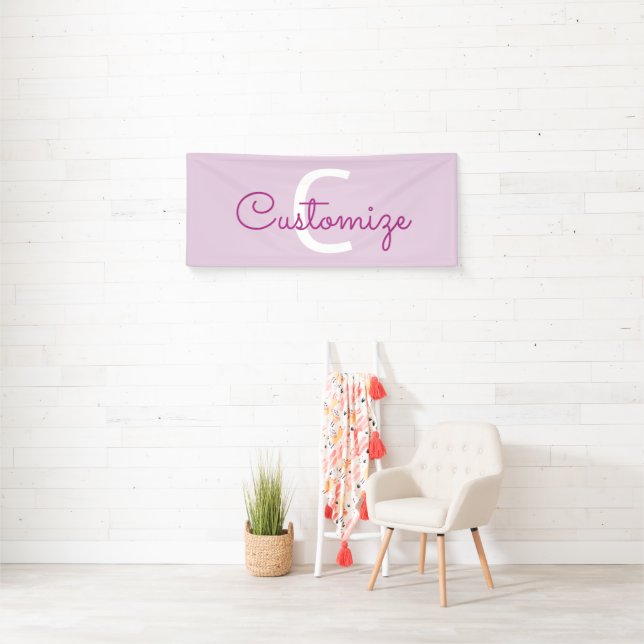 Banderoles Nom de script & monogramme | Magenta & Violet clai (En situation)