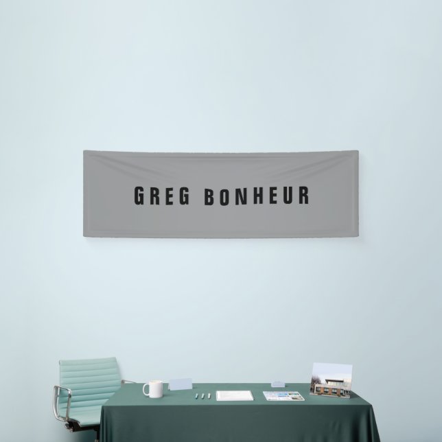 Banderoles Nom de style moderne | Gris et noir (Salon professionnel)