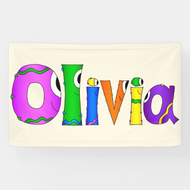 Banderoles Nom du personnage de dessin "Olivia" (Horizontal)