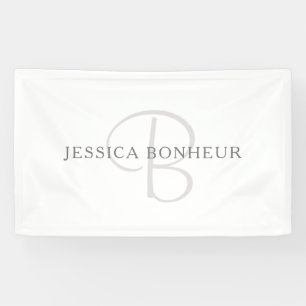 Banderoles Nom élégant Monogramme   Blanc & Gris