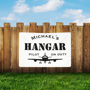 Banderoles Nom Hangar, Avion, Pilote en service, Aviation Cus