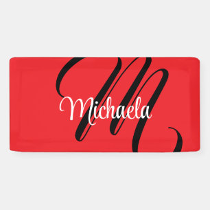 Banderoles Nom initial minimaliste moderne monogramme rouge