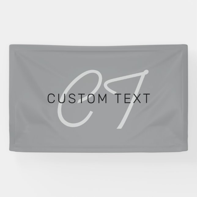 Banderoles Nom modifiable ou salutation | Noir et gris foncé (Horizontal)