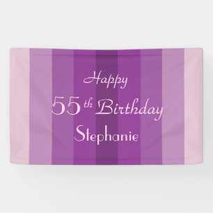 Banderoles Nom personnalisé 55e Anniversaire Bandes violettes