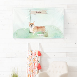 Banderoles Nom personnalisé Corgi chien animal