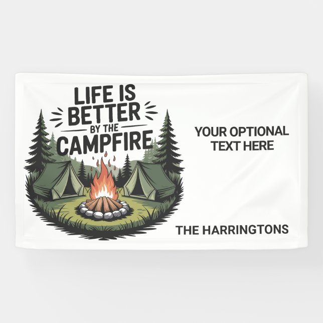 Banderoles Nom personnalisé et texte Camping (Horizontal)