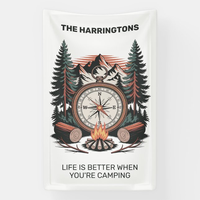 Banderoles Nom personnalisé et texte Camping (Verticale)