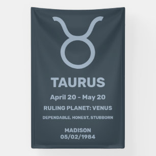 Banderoles Nom personnalisé / Texte Zodiac Sign Taurus