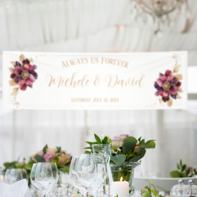 Banderoles Nom personnel élégant Date Blanc Or Bourgogne (Background Photo by Evelina Friman on Unsplash)