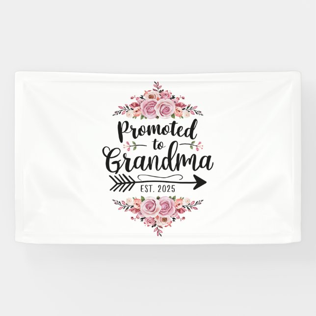 Banderoles Nommée Grand-mère 2025 Annonce de grossesse (Horizontal)