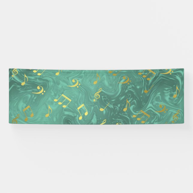 Banderoles notes de musique dorées dans l'essence (Horizontal)
