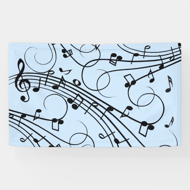 Banderoles Notes de musique fantaisie Bleu (Horizontal)