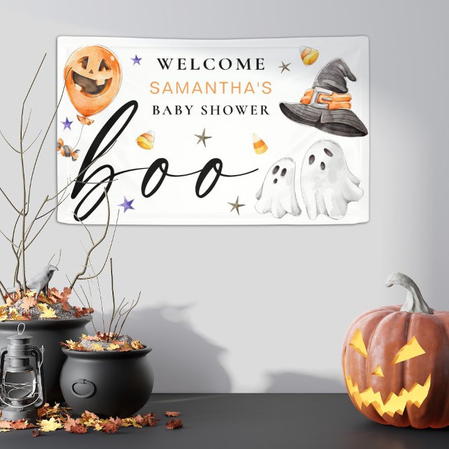 Banderoles Notre petit Boo doit Baby shower d'Halloween (Decorate your Halloween baby shower with this spooky inspired little boo design with ghosts.
)