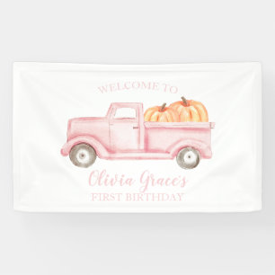 Banderoles Notre petit Citrouille 1er anniversaire Pink Truck