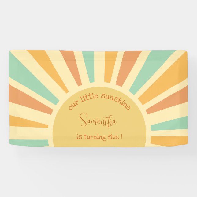 Banderoles notre petit soleil grand soleil avec rayons annive (Horizontal)