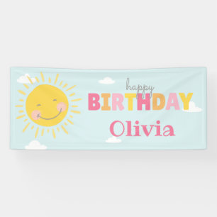 Banderoles Notre Petit Soleil Rose Joyeux Anniversaire N'Impo