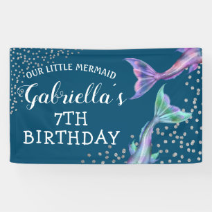 Banderoles Notre petite sirène anniversaire paillettes