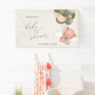 Banderoles Nounours, Ballons Verts, Bienvenue à la Baby Showe