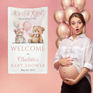 Banderoles Nounours C'est un Baby shower d'attente pour fille