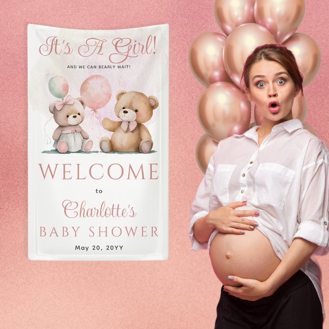 Banderoles Nounours C'est un Baby shower d'attente pour fille (Créateur téléchargé)