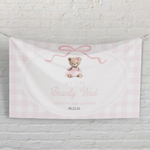 Banderoles Nous Pouvons à Peine Attendre Ours en Peluche Rose