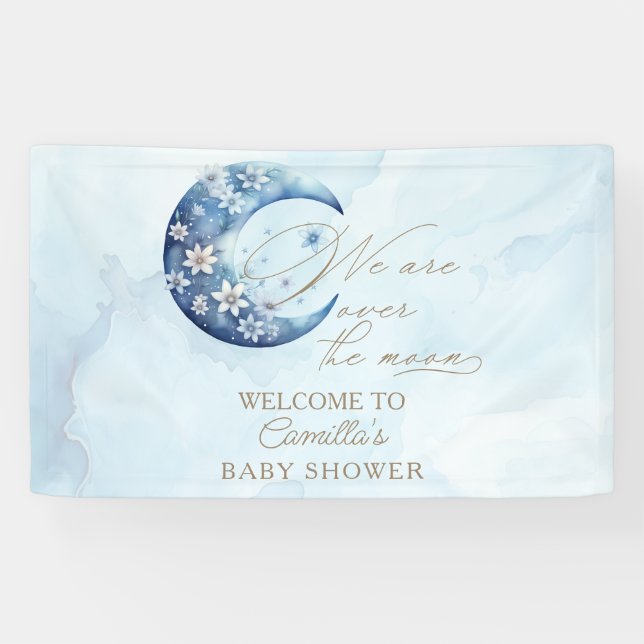Banderoles Nous Sommes Au-Dessus Du Baby shower Moon Boy (Horizontal)