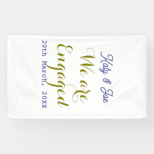 Banderoles Nous sommes fiancés or violet nom date élégant sim