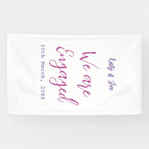 Banderoles Nous sommes fiancés rose violet nom date élégant s