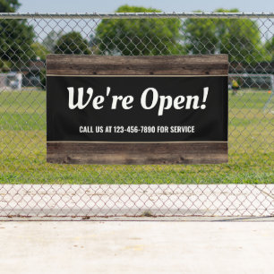 Banderoles Nous sommes Open Business Wood Rustic