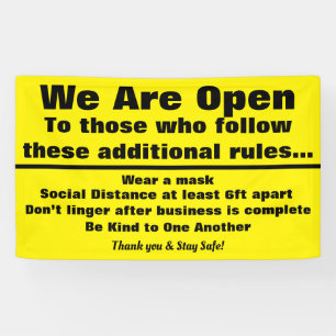 Banderoles Nous sommes Open Sign avec des règles supplémentai