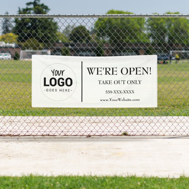 Banderoles NOUS SOMMES OUVERTS RESTAURANT LOGO POUR EMporter  (En situation)