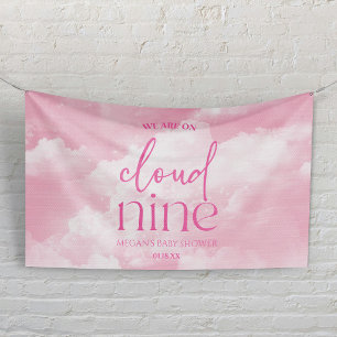 Banderoles Nous Sommes Sur Cloud Neuf Baby shower Rose