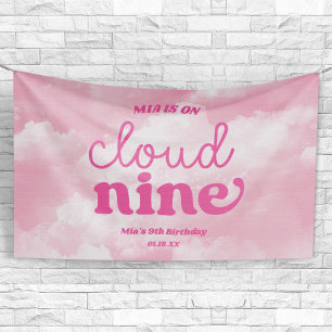 Banderoles Nous sommes sur un nuage rose pour une fête d'anni