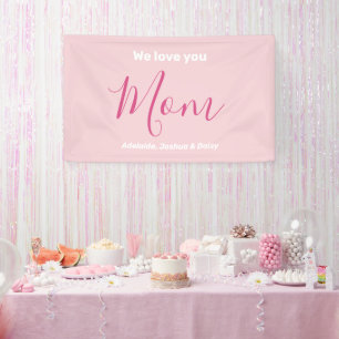 Banderoles Nous t'aimons Maman Pink Minimalist