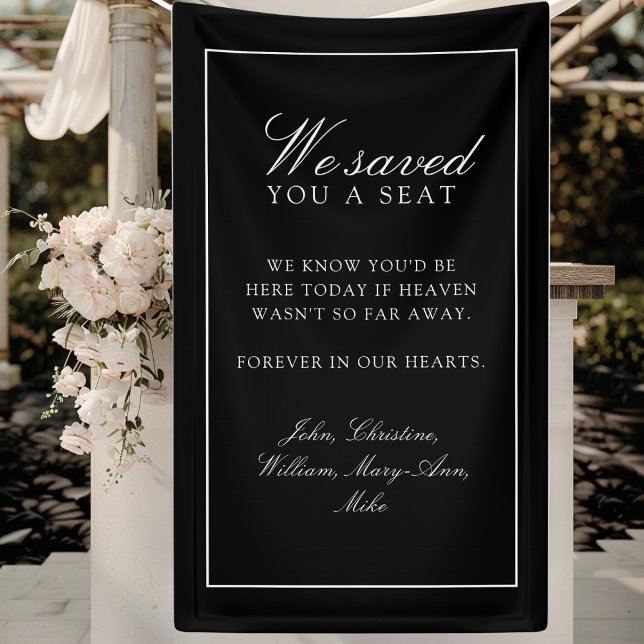 Banderoles "Nous Vous Avons Gardé Une Place"  Mariage Noir ("We Saved You A Seat" Black White Wedding Banner)