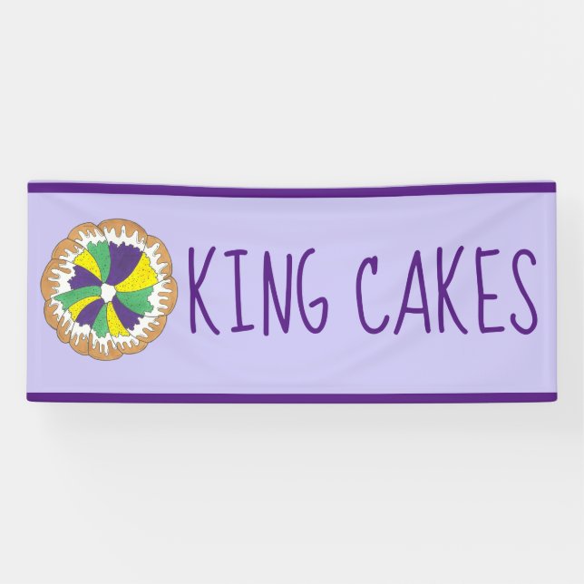 Banderoles Nouvelle-Orléans Mardi Gras King Cakes (Horizontal)