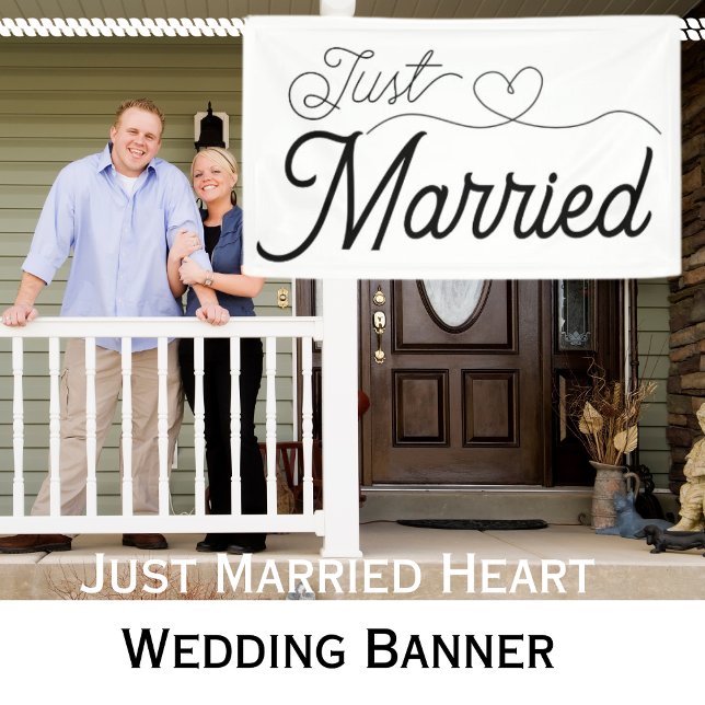 Banderoles Nouvelles Mariés Coeur (Just Married Heart Banner)