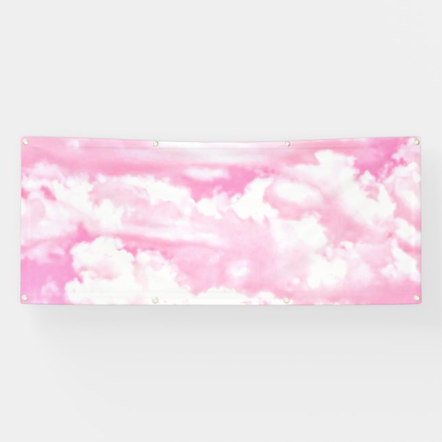 Banderoles Nuages heureux Affichage rose (Horizontal)
