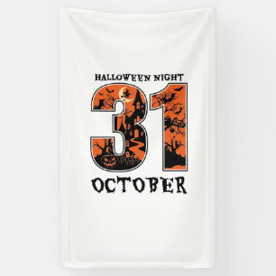 Banderoles Nuit d'Halloween Maison Hantée d'Octobre Sorcière