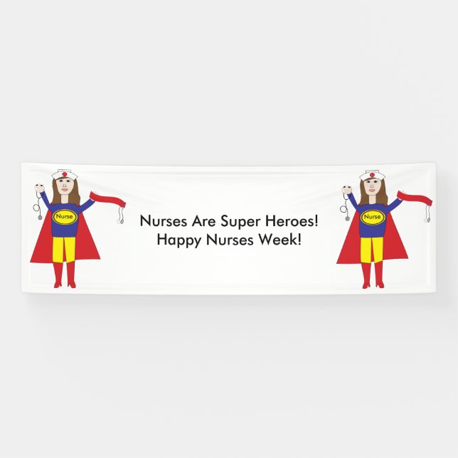 Banderoles Nurses Super Heroes (Brunette) Personnaliser (Horizontal)